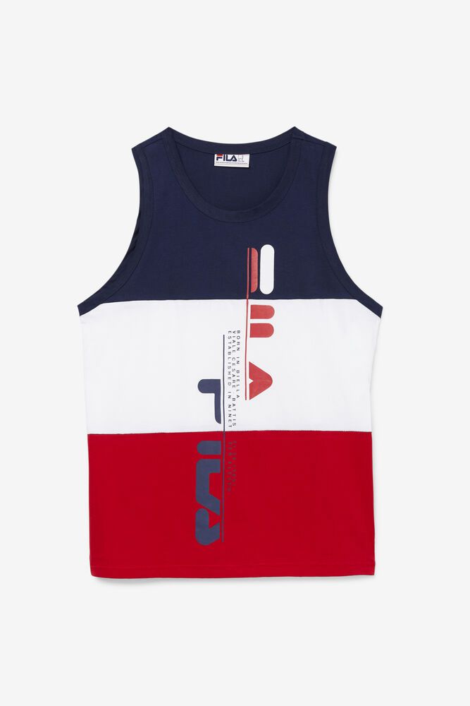 Fila T-Shirt Mens Navy/White/Red Alf Tank - Ireland 02719-ZNUG